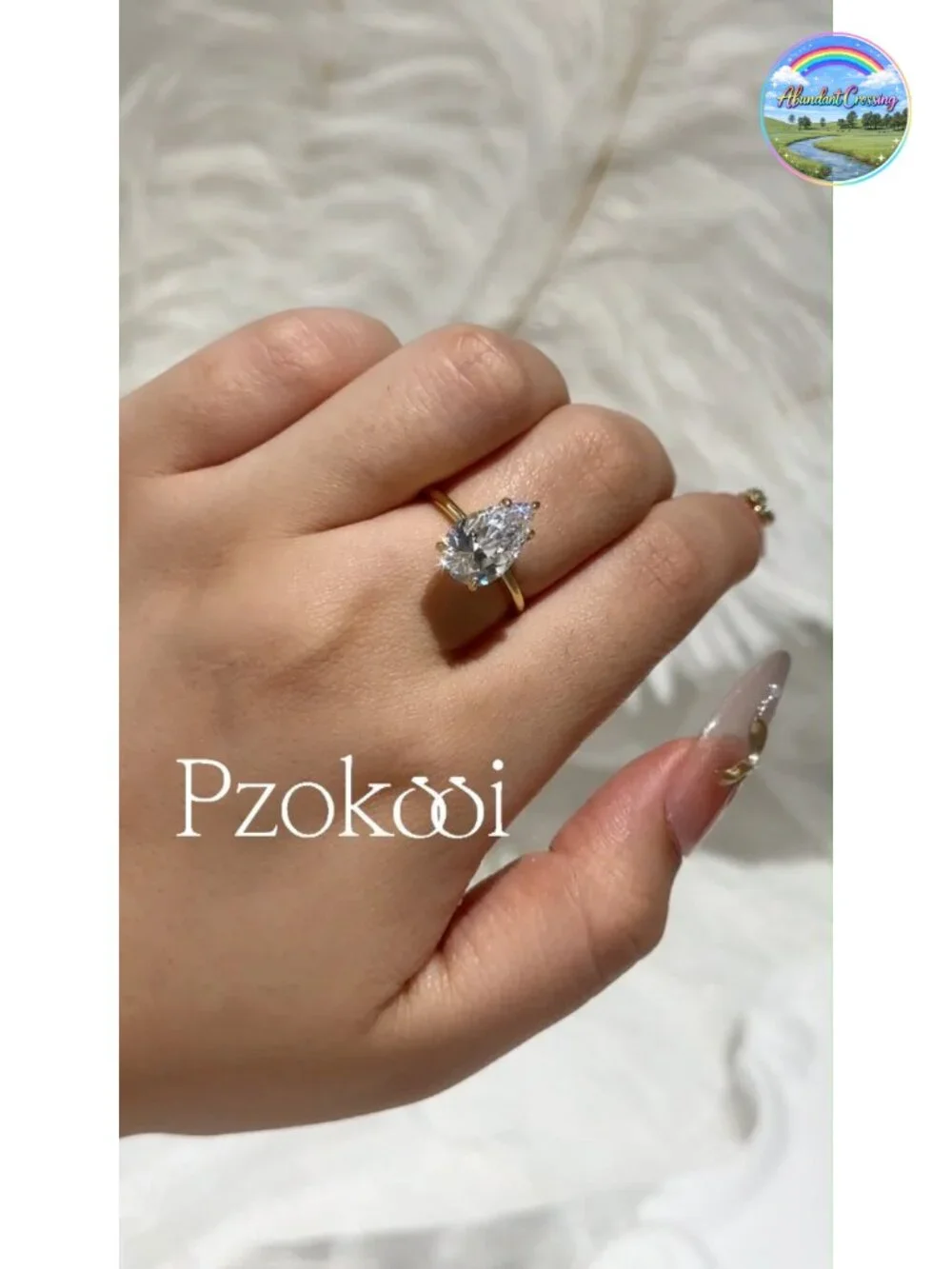 4ct Pear Shaped Engagement Ring, 925 Sterling Silver Gold Plated Solitaire